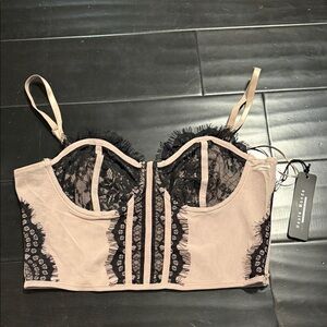 Haute Monde Black and Tan Lace Bralette